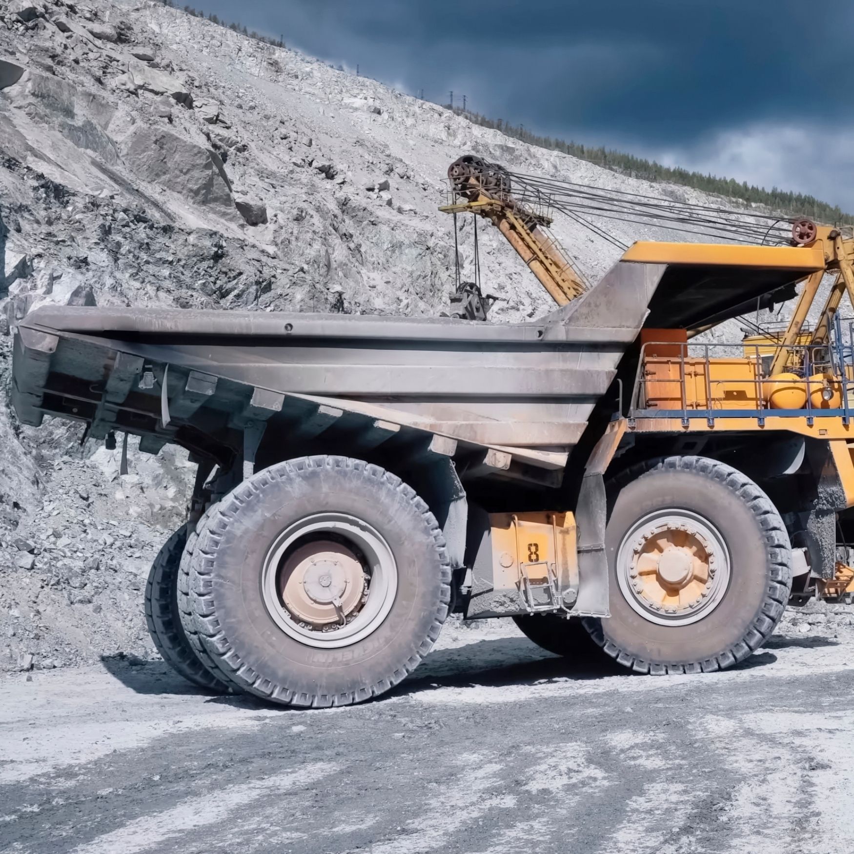 rock being delivered and unloaded